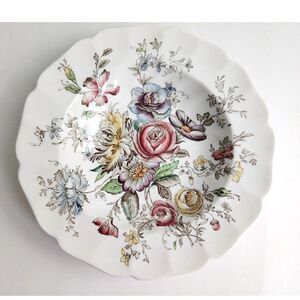 VTG Sheraton Johnson Brothers Floral Center 8" Scalloped Rim Serving Bowl